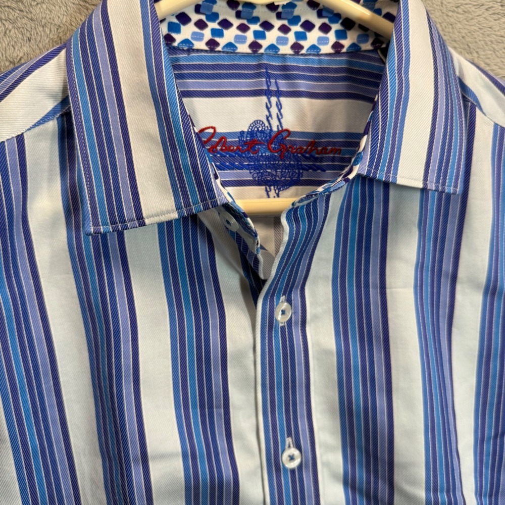 Robert Graham Striped Button Down Shirt Colorful‎ Accents Size M